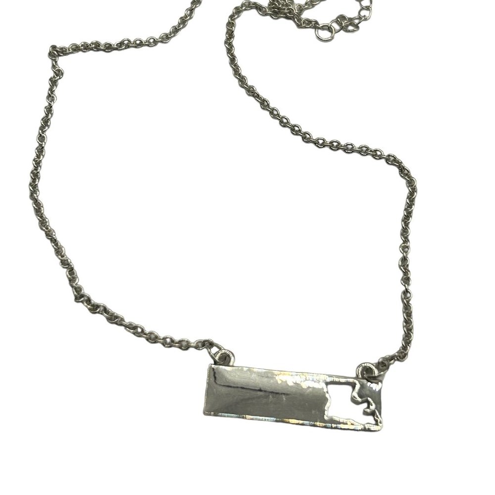 LA Cutout Bar Necklace - Silver Necklace